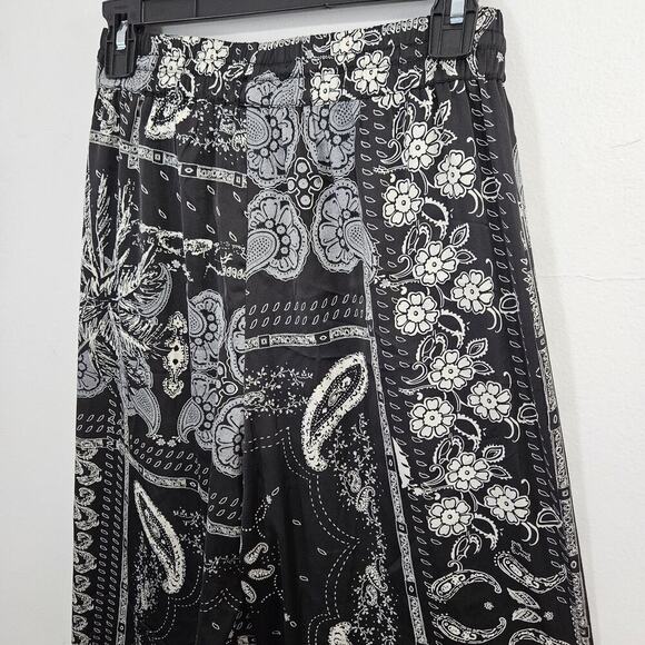 Rachel Zoe Paisley Wide Leg Silky Pants Elastic Waist Womens Size Small - Picture 3 of 8